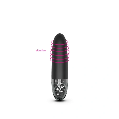 Mystim Sleak Freak Black Edition - мини вибратор с электростимуляцией и программой тренировки тазового дна, 14.5х3.6 см (чёрный)